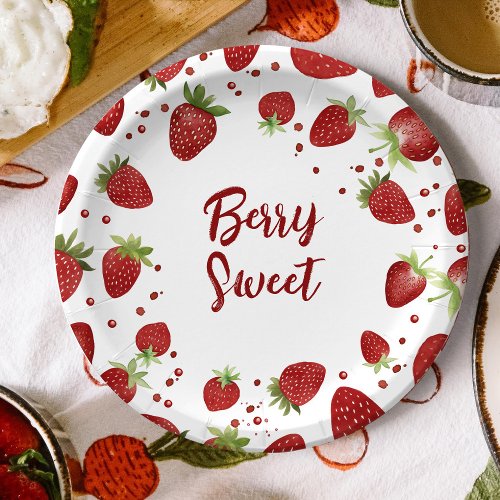 Berry Sweet Strawberry Baby Shower Paper Plates