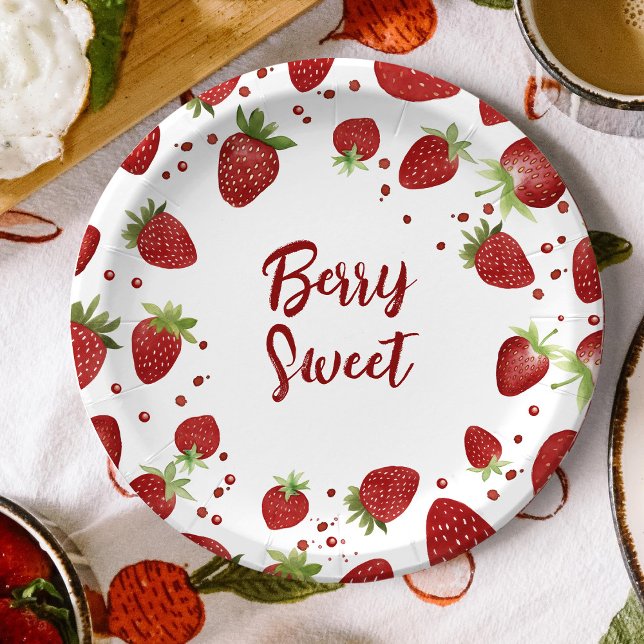 Berry Sweet Strawberry Baby Shower Paper Plates (Creator Uploaded)