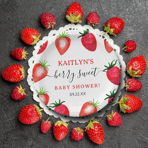 Berry Sweet Strawberry Baby Shower Paper Plates