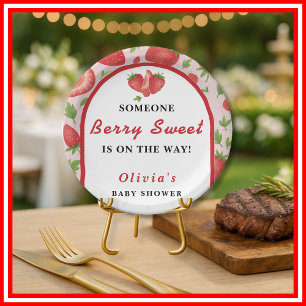 Berry Sweet Strawberry Baby Shower Paper Plates