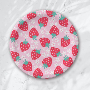Berry Sweet Strawberry Baby Shower Paper Plates