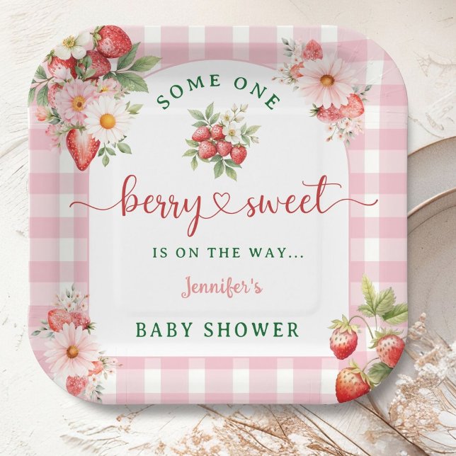 Berry Sweet Strawberry Baby Shower  Paper Plates (Creator Uploaded)