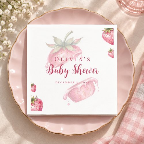 Berry Sweet Strawberry Baby Shower Paper Plates Napkins