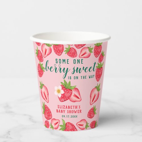 Berry Sweet Strawberry Baby Shower Personalized Paper Cups
