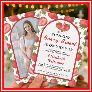 Berry Sweet Strawberry Baby Shower PHOTO Invitation