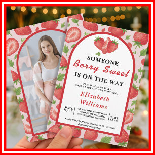 Berry Sweet Strawberry Baby Shower   PHOTO Invitation