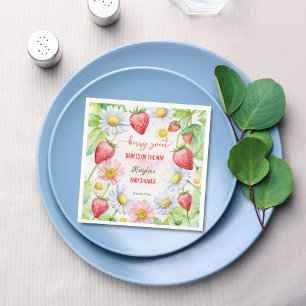 Berry sweet strawberry baby shower printed napkins