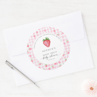 Berry Sweet Strawberry Baby Shower Round Thank You Classic Round Sticker