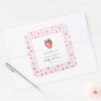 Berry Sweet Strawberry Baby Shower Square Sticker