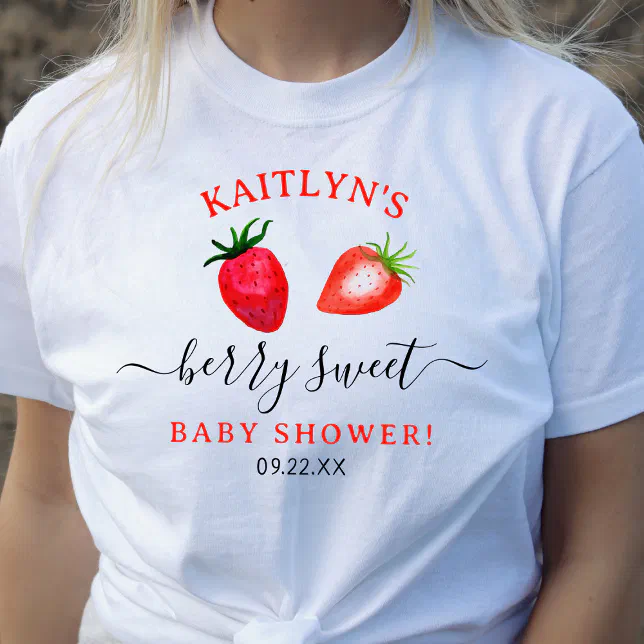 Berry Sweet Strawberry Baby Shower T-Shirt | Zazzle