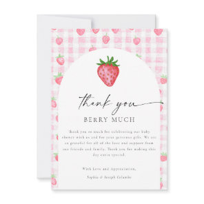 Berry Sweet Strawberry Baby Shower Thank You Card