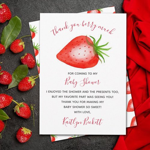 Berry Sweet Strawberry Baby Shower Thank You Card