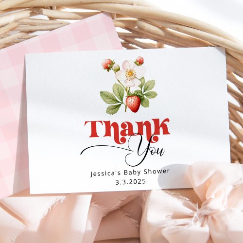 Berry sweet Strawberry baby shower thank you Card