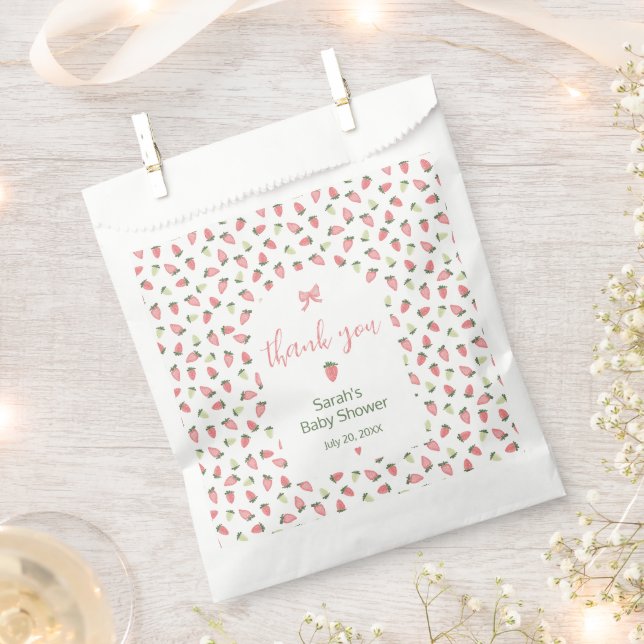 Berry Sweet Strawberry Baby Shower Thank You Favor Bag (Clipped)