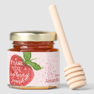 Berry Sweet Strawberry Baby Shower Thank You Honey Jar Favors