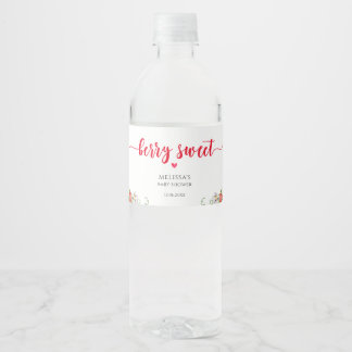Berry Sweet Strawberry Baby Shower Water Bottle Label