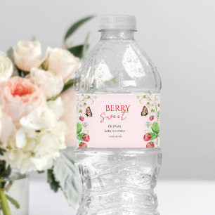 Berry Sweet Strawberry Baby Shower Water Bottle Label