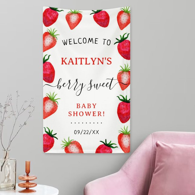 Berry Sweet Strawberry Baby Shower Welcome Banner (Creator Uploaded)