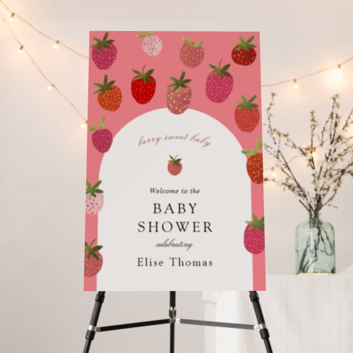 Berry Sweet Strawberry Baby Shower Welcome Foam Board