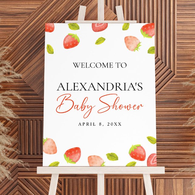 Berry Sweet Strawberry Baby Shower Welcome Foam Board (Creator Uploaded)