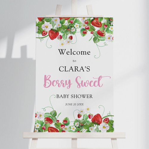 Berry Sweet Strawberry Baby Shower Welcome Foam Board
