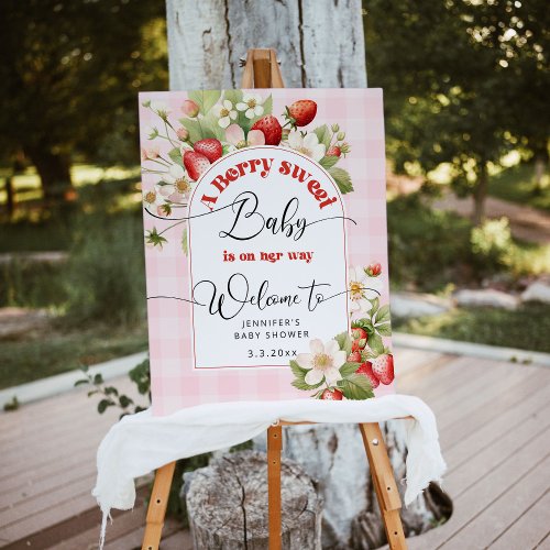 Berry sweet Strawberry baby shower welcome Foam Board