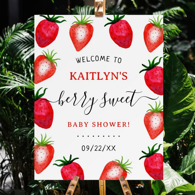 Berry Sweet Strawberry Baby Shower Welcome Foam Board (Creator Uploaded)