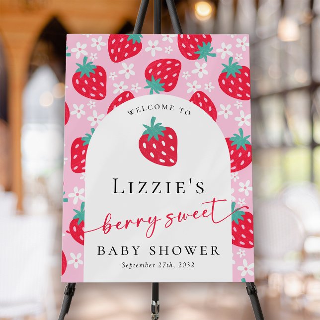 Berry Sweet Strawberry Baby Shower Welcome Foam Board (Creator Uploaded)