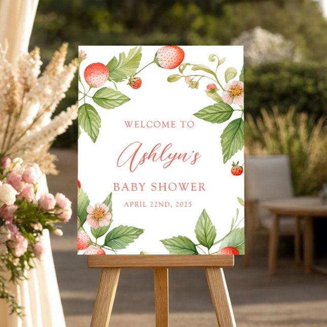 Berry Sweet Strawberry Baby Shower Welcome Sign (Creator Uploaded)