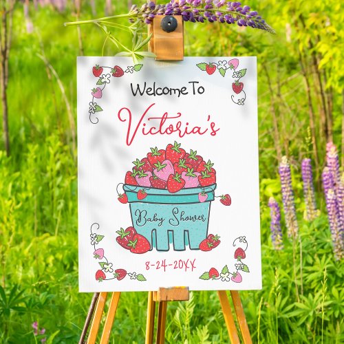 Berry Sweet Strawberry Baby Shower welcome sign