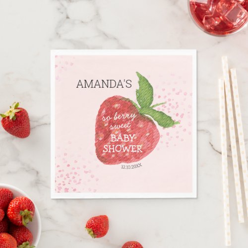 Berry Sweet Strawberry Baby Shower Welcome Sign Napkins