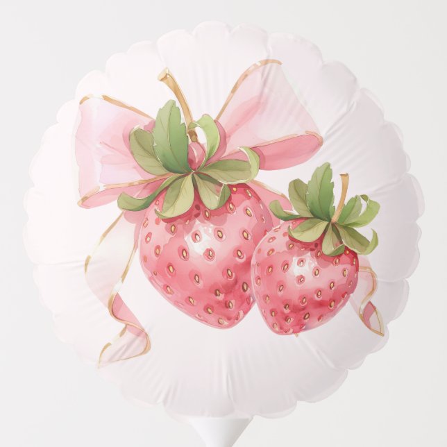Berry Sweet Strawberry Balloon with Pink Bow (Back)