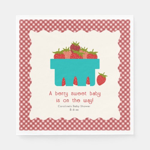 Berry Sweet Strawberry Basket Baby Shower Napkins