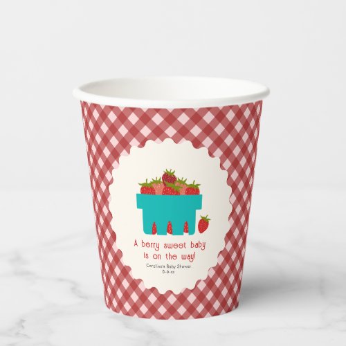 Berry Sweet Strawberry Basket Baby Shower Paper Cups