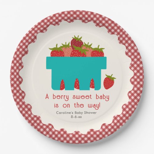 Berry Sweet Strawberry Basket Baby Shower Paper Plates