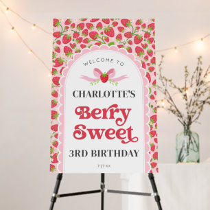 Berry Sweet Strawberry Birthday 20x30 Welcome Foam Board