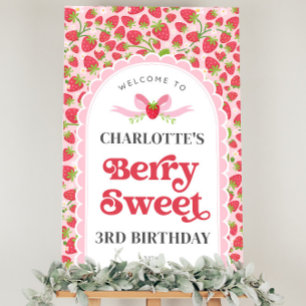 Berry Sweet Strawberry Birthday 24x36 Welcome Foam Board