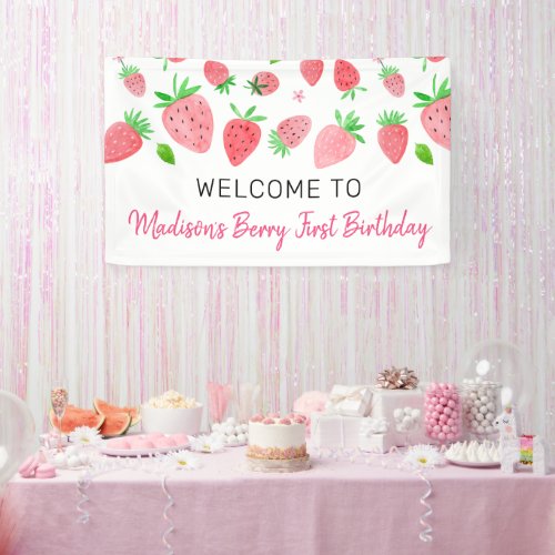 Berry Sweet Strawberry Birthday Banner