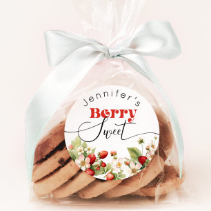 Berry sweet Strawberry birthday Classic Round Sticker