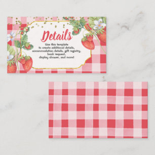 Berry Sweet Strawberry Birthday Details Enclosure Card