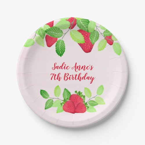 Berry Sweet Strawberry Birthday Girl Paper Plates