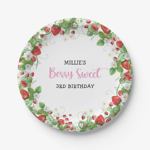 Berry Sweet Strawberry Birthday Paper Plates