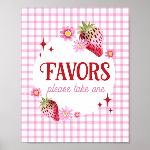 Berry Sweet Strawberry Birthday Party Favor Poster