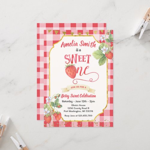 Berry Sweet Strawberry Birthday Party Invitation