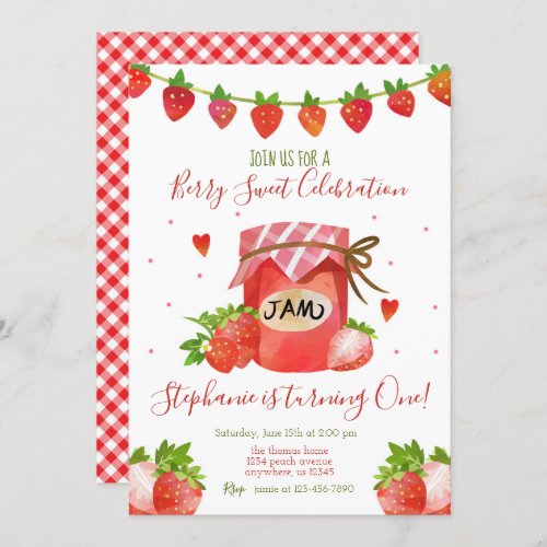 Berry Sweet Strawberry Birthday Party Invitation