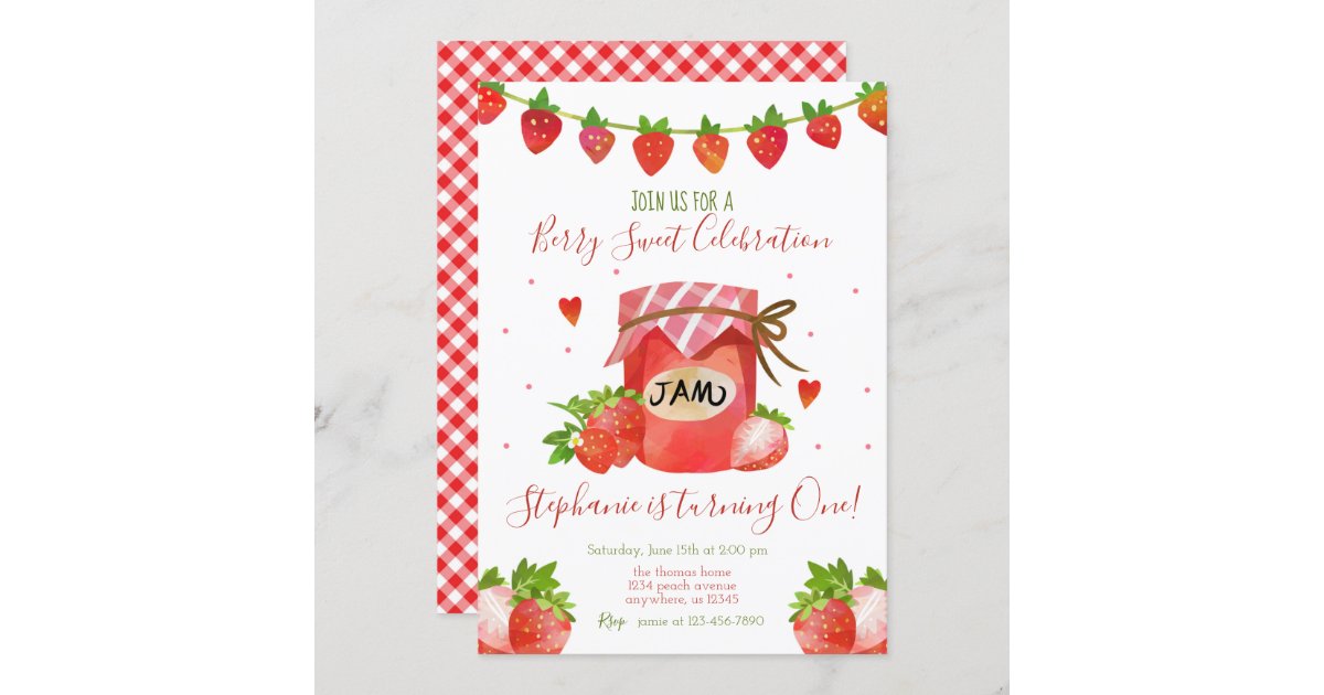 Strawberry Baby Shower, Berry Sweet Invitation, Zazzle