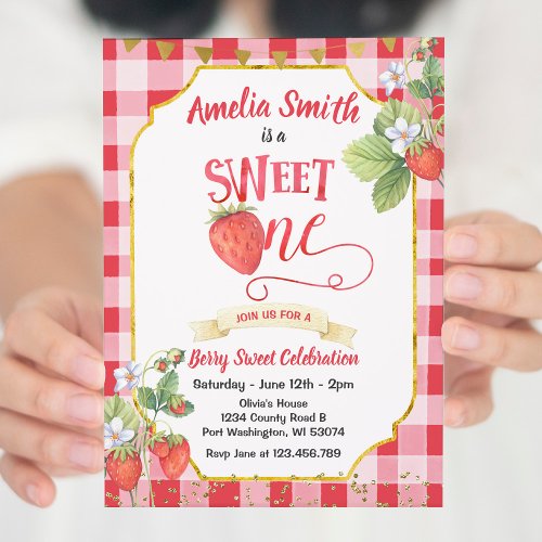 Berry Sweet Strawberry Birthday Party Invitation