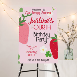 Berry Sweet Strawberry Birthday Party Invitation Foam Board