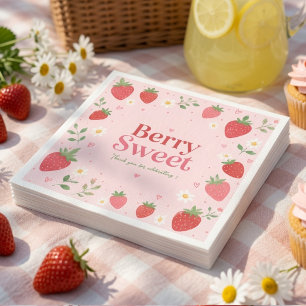 Berry Sweet Strawberry Birthday Personalized Napkins