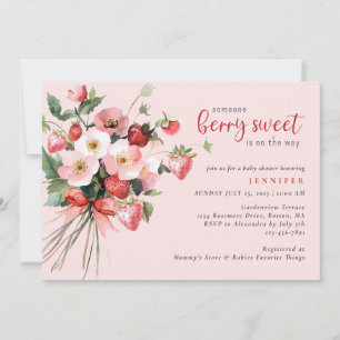 Berry Sweet Strawberry Blush Baby Shower Invitation